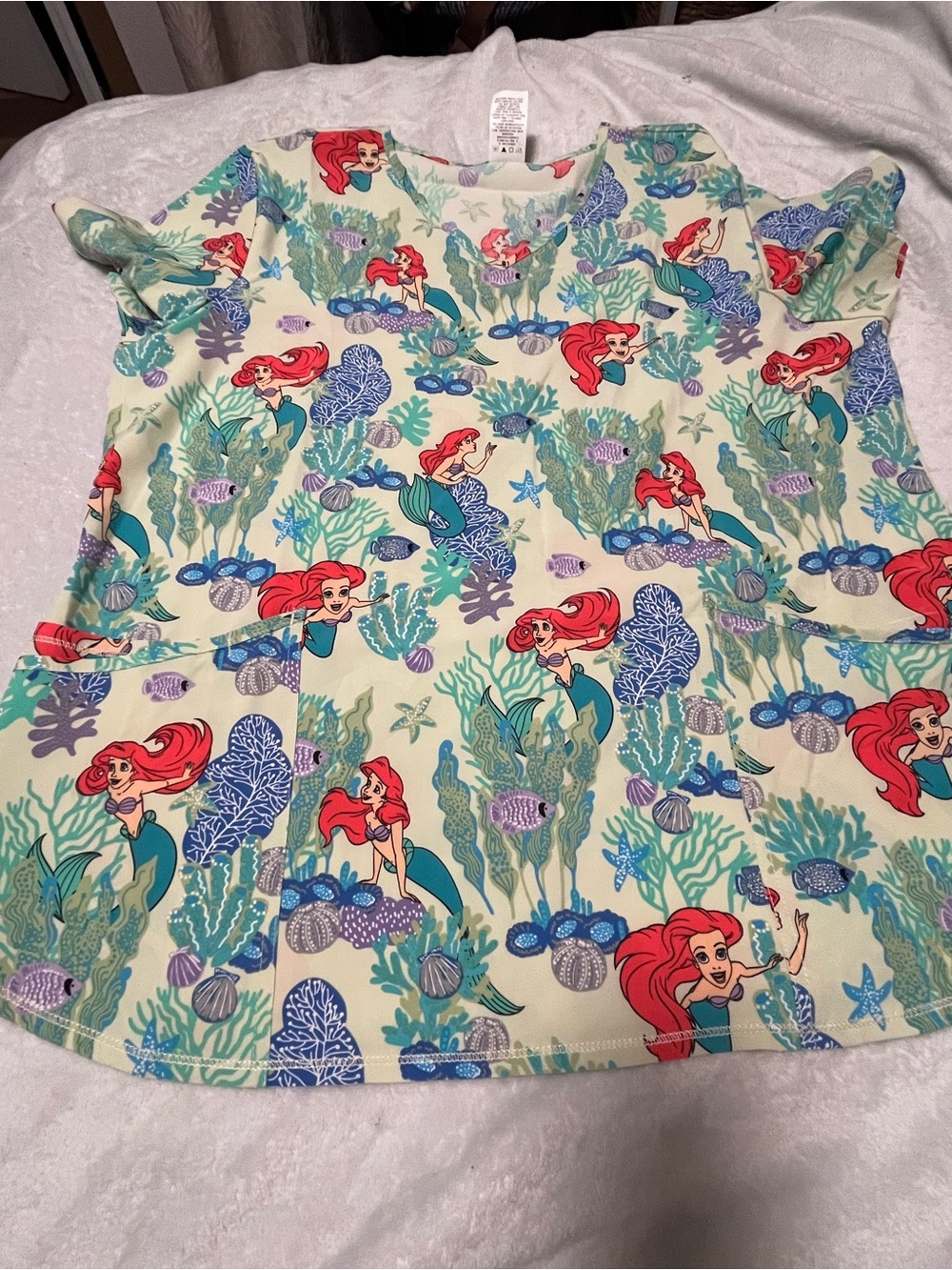 Little Mermaid Scrub Top in Aqua